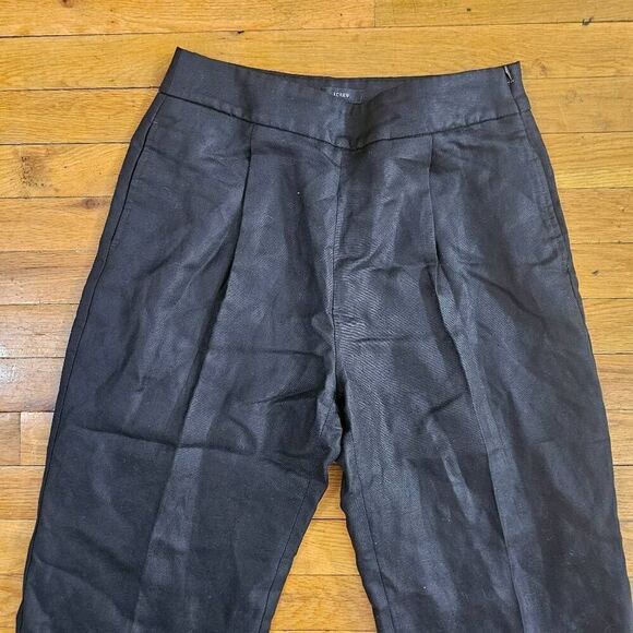 J. Crew Navy Wide Leg Cropped Linen Pants Size 4 - Picture 2 of 9